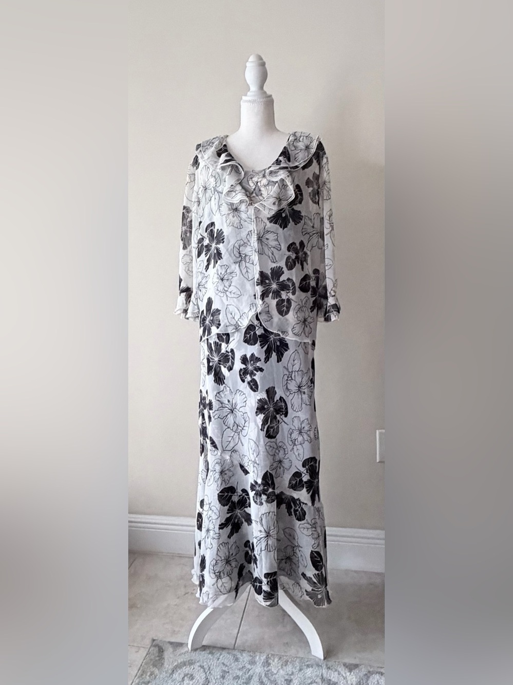 Dana Kay 2-Piece Tropical Floral Dress & RuffleSet - Size 12 (Fits Small)